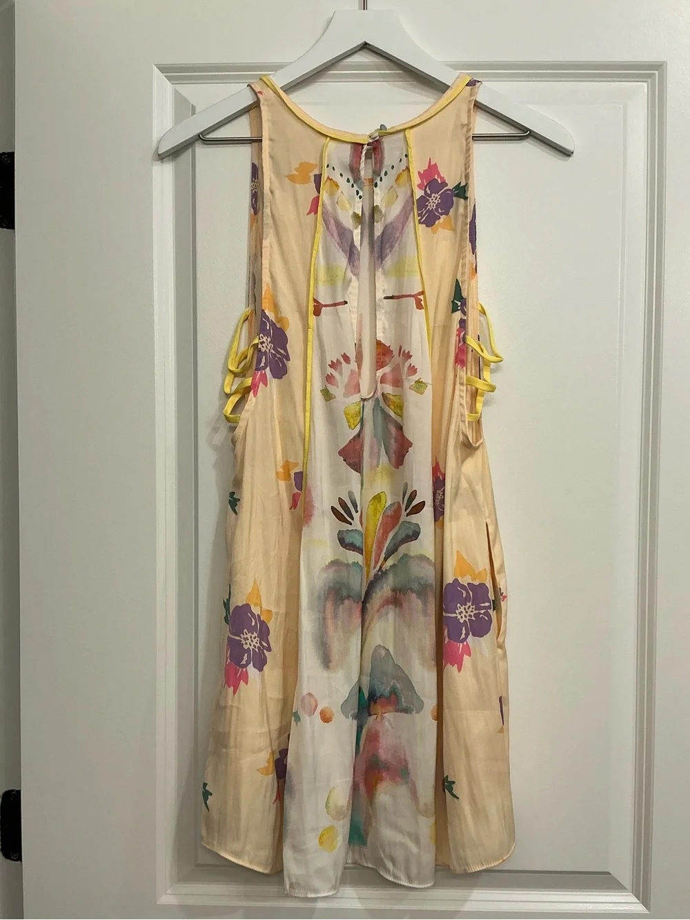 Free People Peach Watercolor Floral Midi Dress